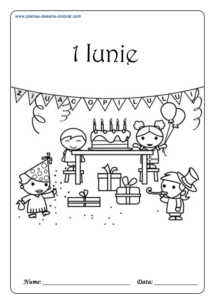 desene de colorat de ziua copilului tort